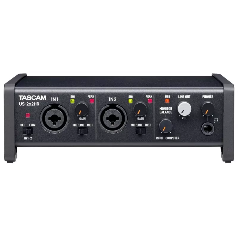 Audio interface Tascam US-2X2HR, 2 x XLR/combo inputs, 192 kHz, USB 2.0, MIDI In/Out, desktop, black