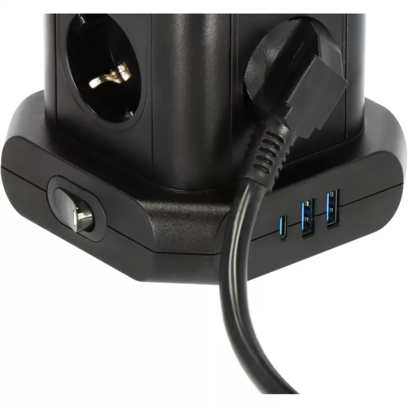 Power strip tower Brennenstuhl 1153560010 — 8 outlets, 2×USB-A, 1×USB-C, black