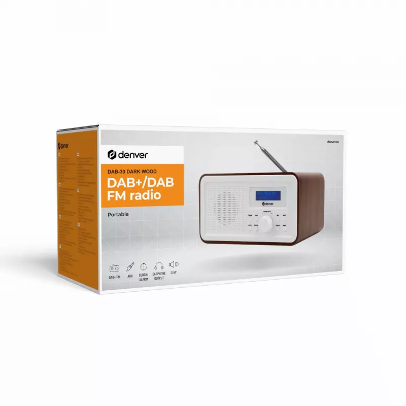 Radio DENVER DAB-30DW DAB/FM tabletop radio with dark wood finish