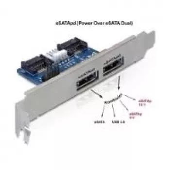 Slot bracket DeLOCK 61725 2x eSATAp 5V/12V interface cards/adapter