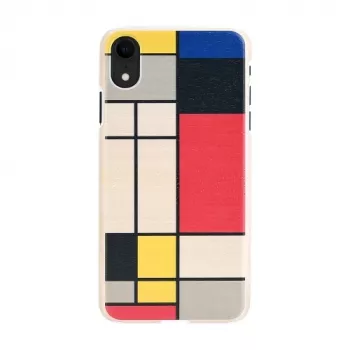 Smartphone case man and wood for iPhone XR — wooden back, white frame