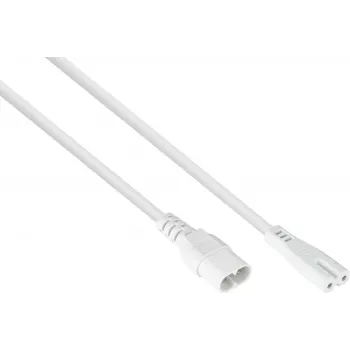 kabelmeister Euro-Extension Plug C8 (straight) to Socket C7 / Euro 8 (straight), White, 0,75mm², 2m (SK0870-W020)