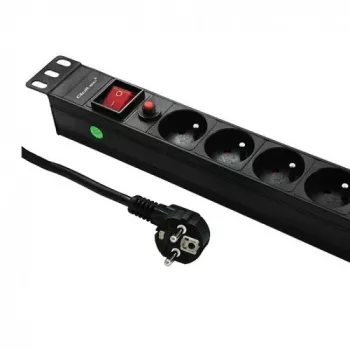 Qoltec 53996 Power strip for RACK 19 | 1U | 16A | PDU | 8xFRENCH | 2m