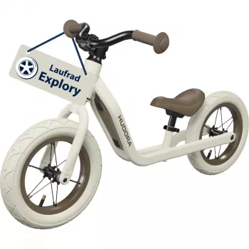 Balance bike HUDORA Explory 12 inch mocha – children's run bike, 12-inch wheels, lightweight frame