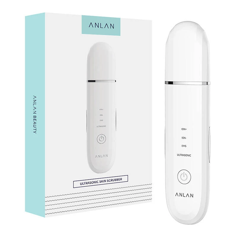 Ultrasonic Skin Scrubber ANLAN ALCPJ07-02 — white, ultrasonic exfoliation and deep-cleansing device