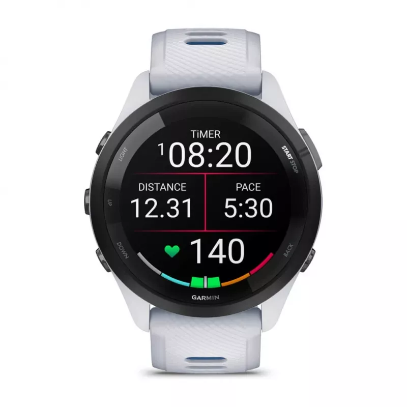 Smartwatch GARMIN Forerunner 265 — 46 mm GFRP case, AMOLED 1.3 inch, GPS/GLONASS/Galileo, 15-day battery, 5 ATM, silicone band