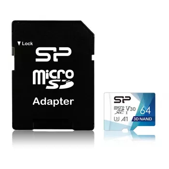 MicroSDXC memory card Silicon Power Superior Pro 64GB UHS-III U3 V30 100/80 MB/s with SD adapter