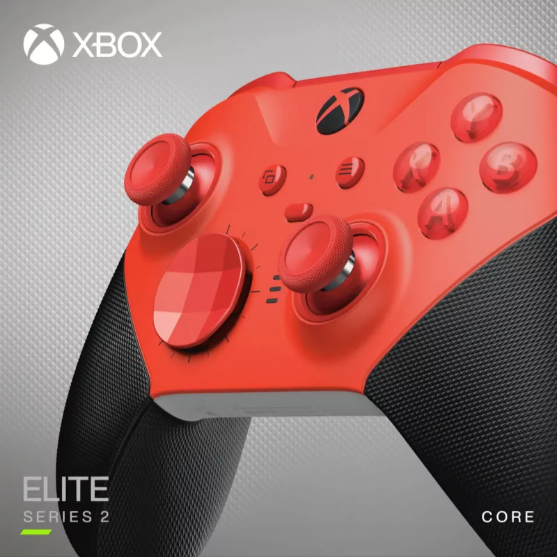 Microsoft Xbox Elite Wireless Controller Series 2 - Core - Game Pad - Wireless - Bluetooth - Red - for PC, Microsoft Xbox Series S, Microsoft Xbox Series X, Microsoft Xbox One, And