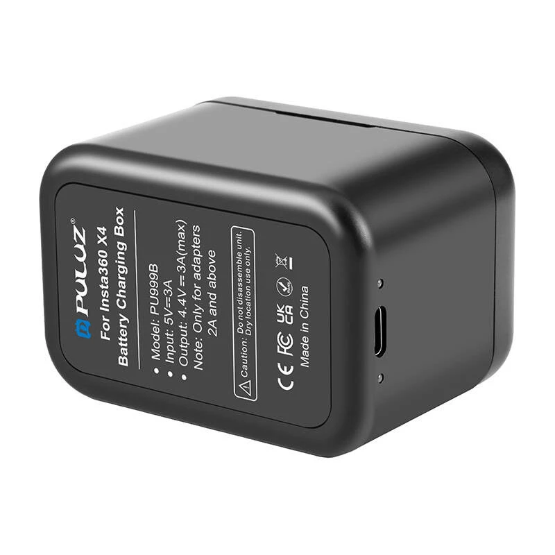 Charging case Puluz PU999B for Insta360 X4 — black, for camera batteries and memory cards