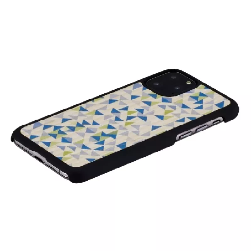 Smartphone case man and wood for iPhone 11 Pro — blue triangle on black, protective hard shell