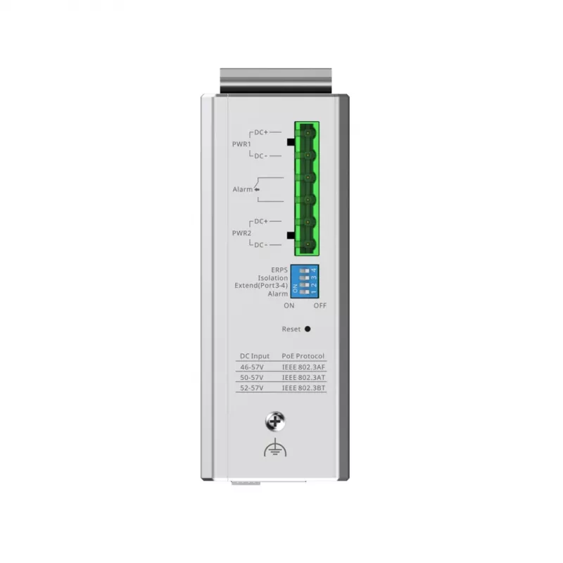 Managed L2 network switch RUIJIE RG-NIS2100-4GT2SFP-HP — 4× Gigabit RJ45, 2× SFP, PoE++ (180 W), rack/wall/DIN mountable