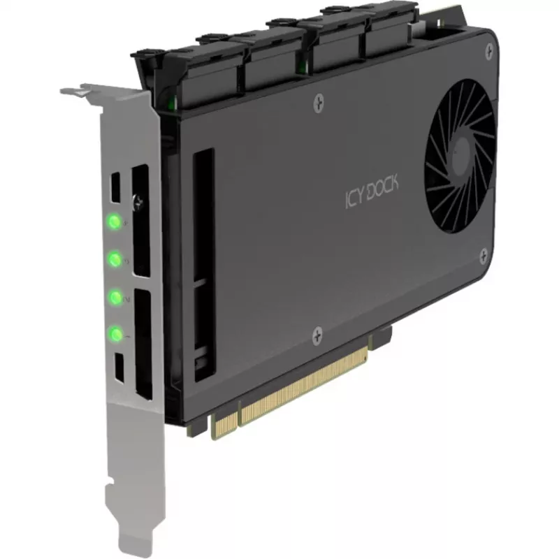 Mobile rack adapter card icy dock MB204MP-1B — 4 × M.2 NVMe SSD hot-swap mobile rack