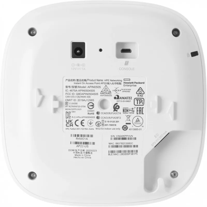 Aruba Instant on AP22 2x2 WiFi 6 Wireless Access Point RW Rest-of-world Model Power Source Not Included (R4W02A)