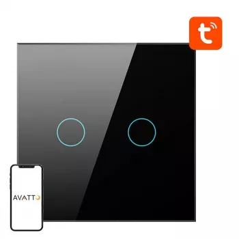 Smart light switch Avatto ZTS02-EU-B2 ZigBee 2-way Black, wall-mounted, EU model