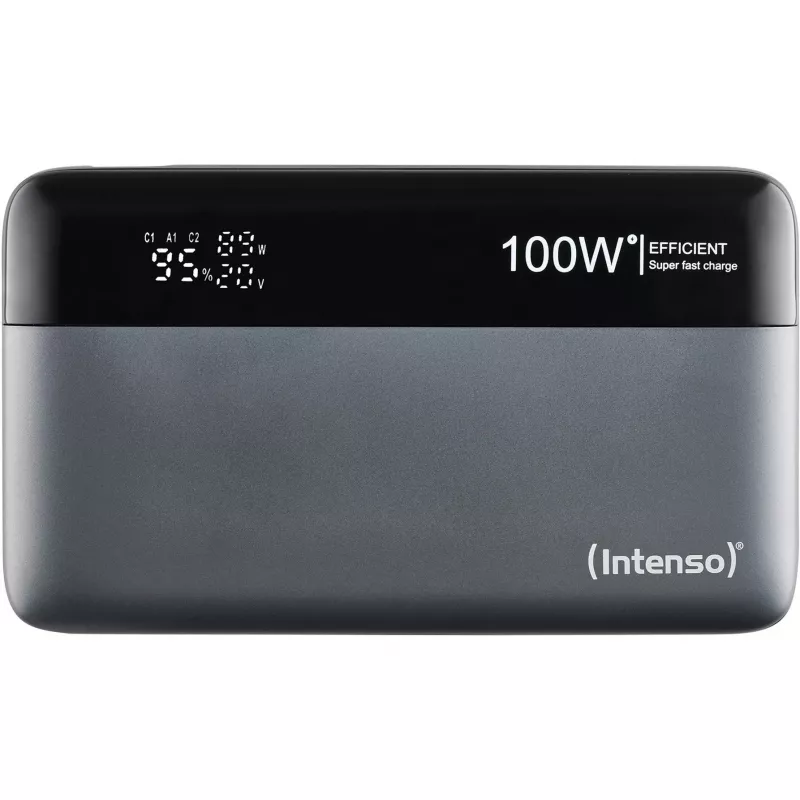 Power bank INTENSO 7350050 — 20000 mAh, 1× USB-A + 2× USB-C, 100 W total output, black/grey