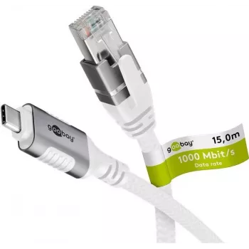 Networking Cable Goobay 74181 USB C RJ-45 Cat6 15 m White