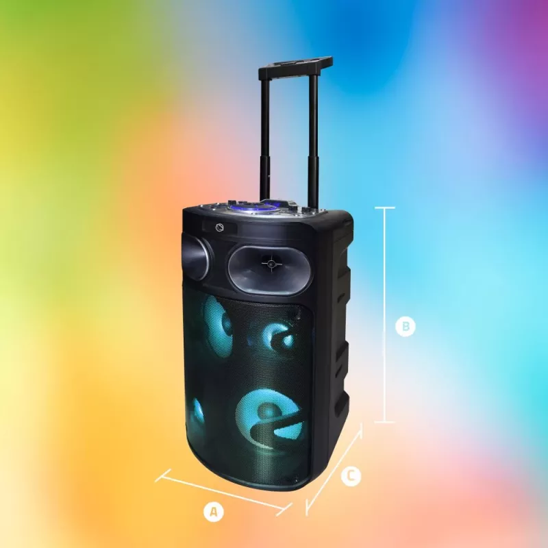 Portable Bluetooth karaoke speaker MANTA SPK0803B140 140W, battery-powered, MIC/USB/microSD, FM, equalizer, wheels