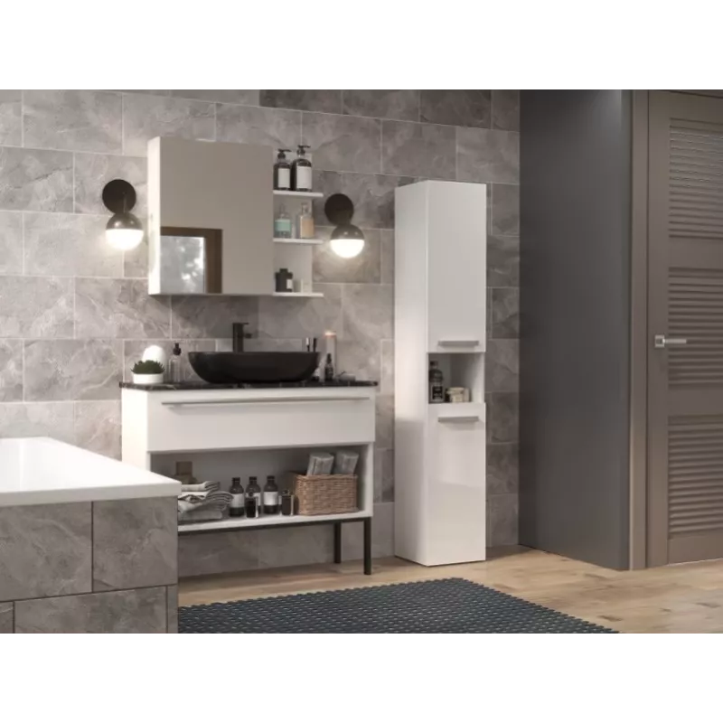 Bathroom cabinet NEL III 31x30x174 cm, white, glossy