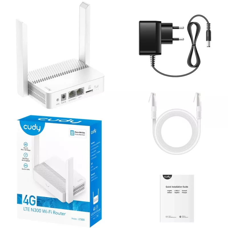 Cudy LT300 wireless router Fast Ethernet Single-band (2.4 GHz) 4G White