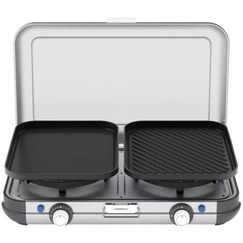 Portable grill stove Campingaz 2213311 — 2-zone, 5.4 kg, 490×350 mm, black/grey/silver