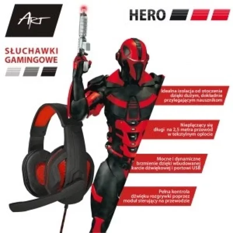 Gaming Headphones with Microphone Art Hero USB