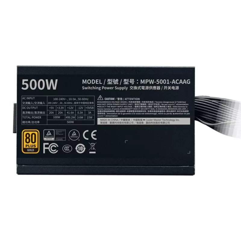 Cooler Master MPW-5001-ACAAG-NL GOLD bulk, ATX, 500W, 80 PLUS GOLD, 120mm, HDB, Black