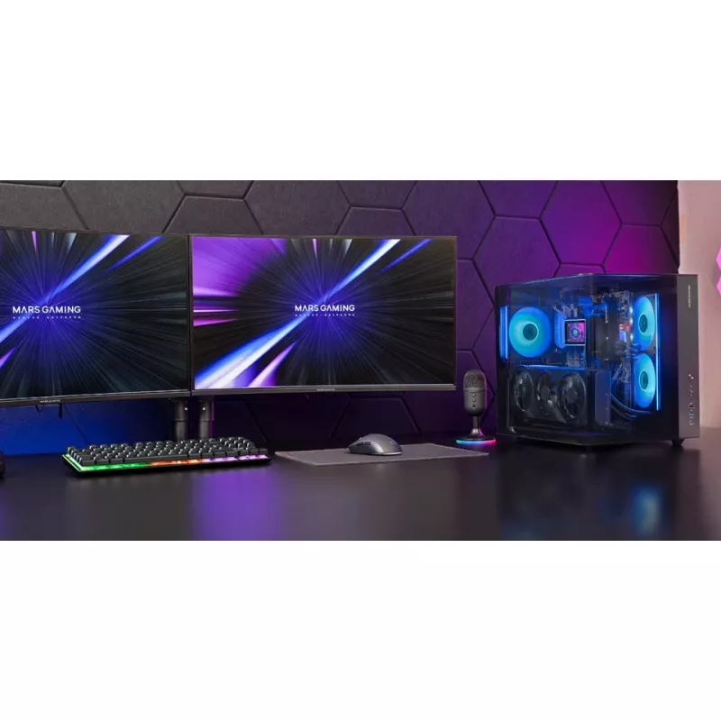 PC Midi Tower Case TACENS Mars Gaming MC-INFINIOLITE, Black, Tempered Glass, supports ATX/Micro-ATX/Mini-ITX, 120 mm fans