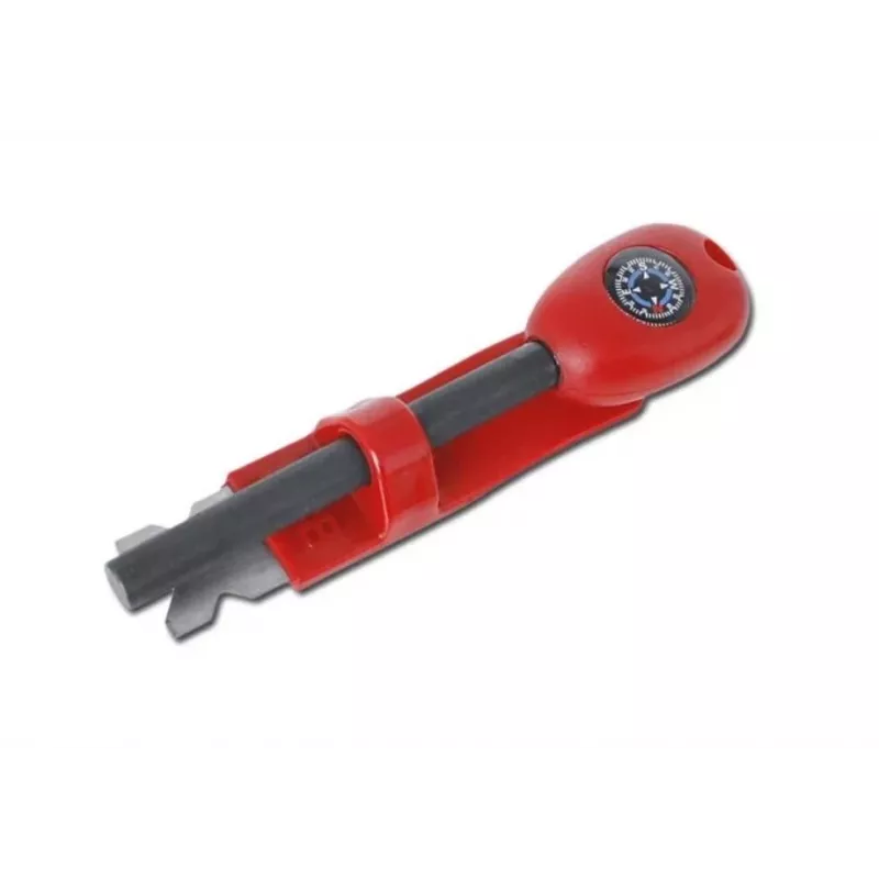 Survival compass BCB CN340 — compact luminous-dial compass, plastic handle, 110 mm, 47 g, red