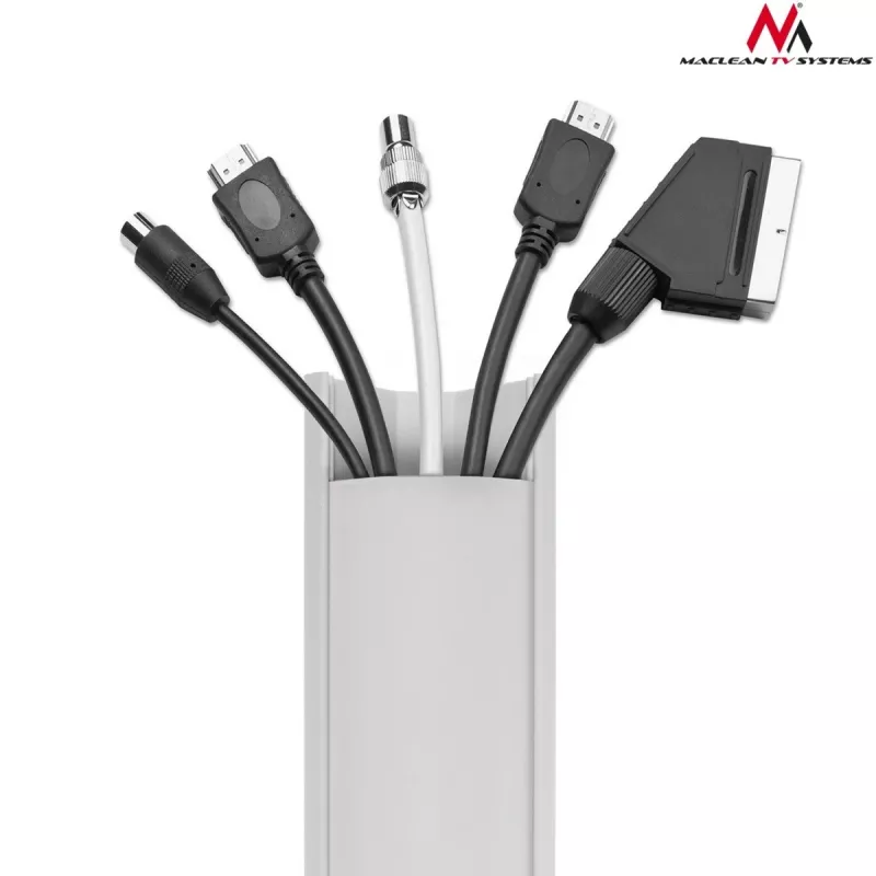 Cable flex tube MACLEAN MCTV-575 for floor, white, 1.5 m, width 43 mm, height 2.3–3.2 cm