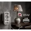 Power splitter MACLEAN MCE248 F/W — 3 AC sockets (1×16A, 2×6A) + 4×USB (2×A, 2×C PD 20W), EU plug, white