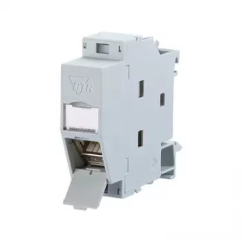Metz Connect REGplus IP20 C6A Module 180°M - DIN outlet for rail mounting - RJ-45 - Light Grey (130B117003-E)