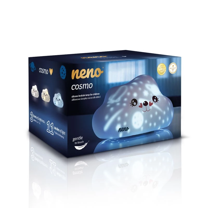 Bedside LED night lamp neno COSMO — silicone portable rechargeable, 3 brightness levels, white, battery-powered