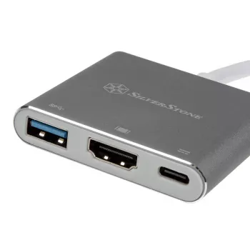 SilverStone SST-EP08C - USB 3.1 Type-C Adapter to HDMI/USB Type C/USB Type A - Silver