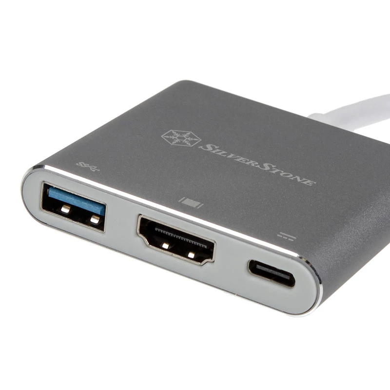 SilverStone SST-EP08C - USB 3.1 Type-C Adapter to HDMI/USB Type C/USB Type A - Silver