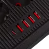 Power strip MACLEAN MCE389 B — 6 sockets, 4×USB-A + 1×USB-C, 110–240V, 2.1A, 2500W, 1.5 m cable, black