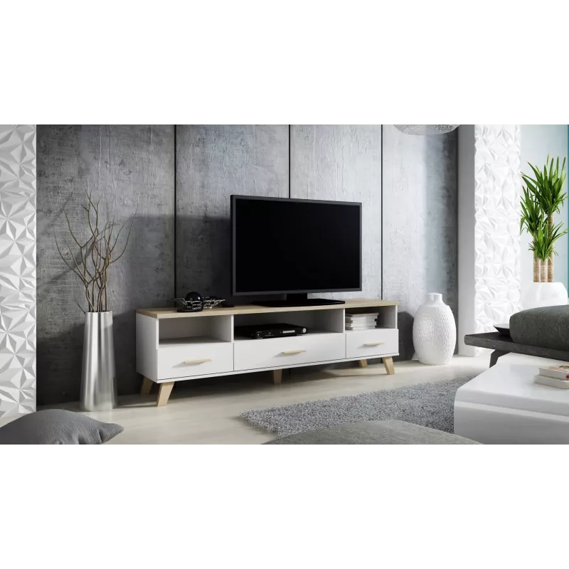 Cama RTV stand LOTTA 180cm white + sonoma oak