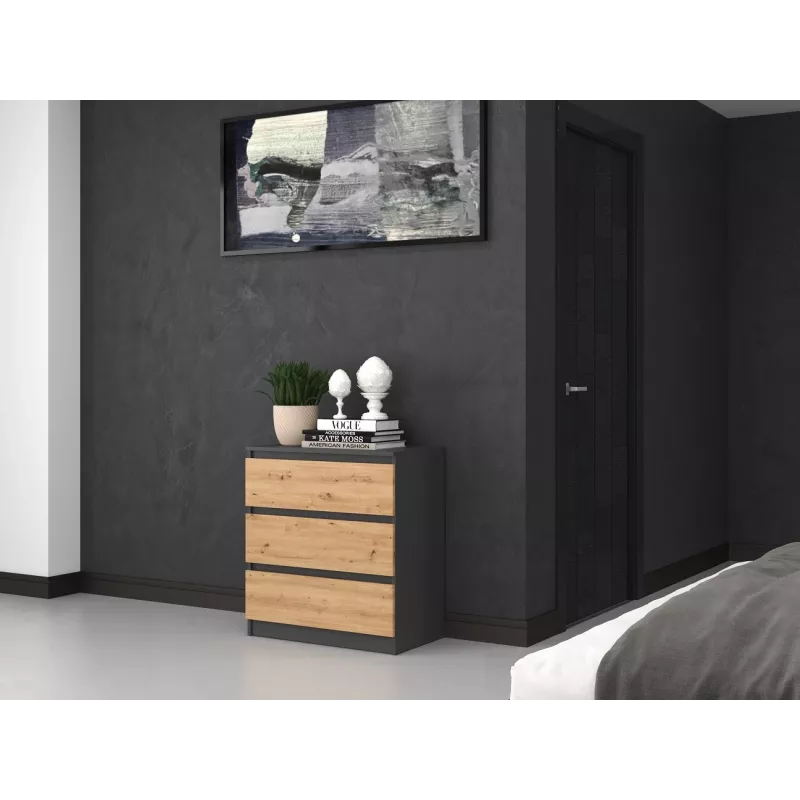 Topeshop M3 ANTRACYT/ARTISAN chest of drawers