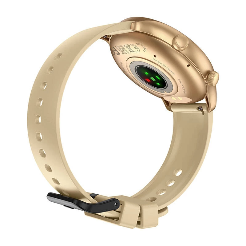 Smartwatch Zeblaze Btalk 3 Plus, round 1.39 inch IPS 360×360 touchscreen, 260 mAh, gold silicone strap