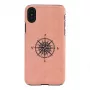 Smartphone case man and wood for iPhone X/XS, black, protective cover with compass detail