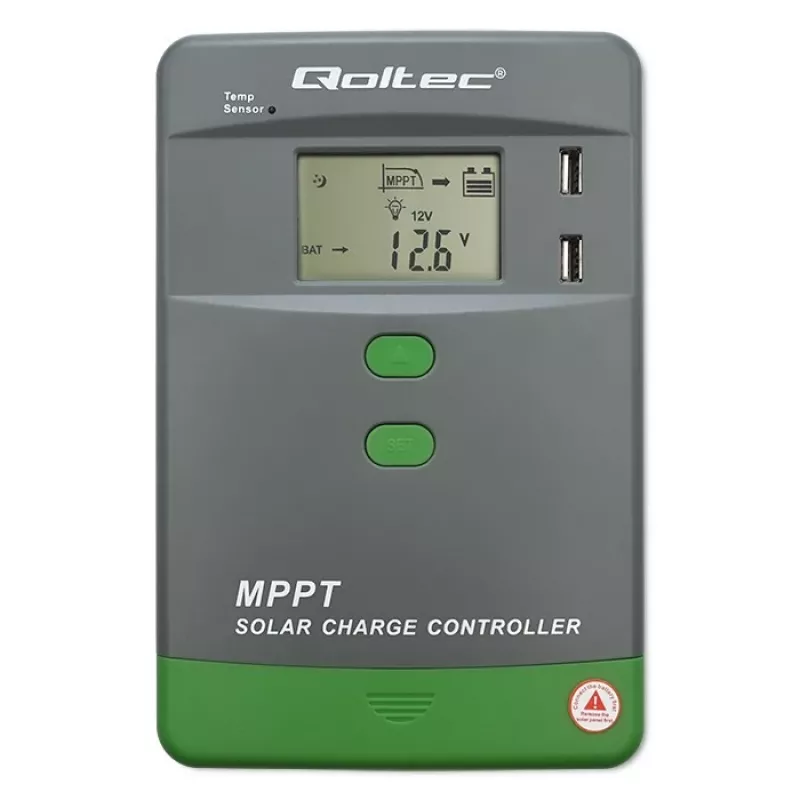 MPPT Solar Charge Controller QOLTEC 10A for 12V/24V systems with LCD display