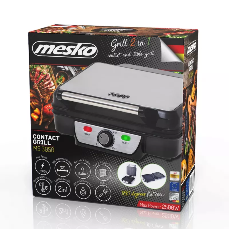 Mesko MS 3050 Contact Grill, 1800W, Black/Stainles