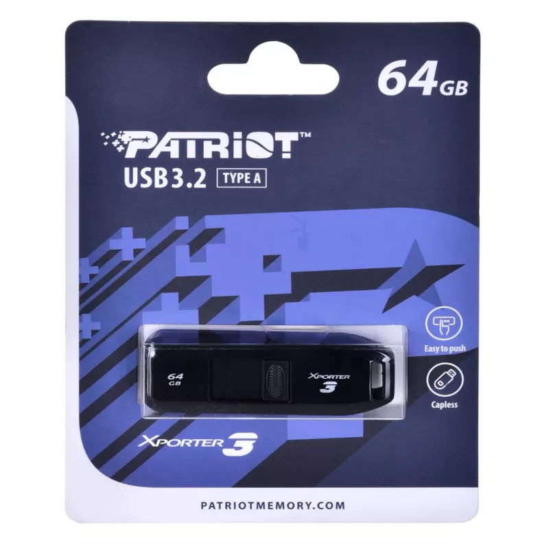 USB flash drive PATRIOT Xporter 64GB USB Type-A 3.2 Gen 1 (slide, black, 80 MB/s)