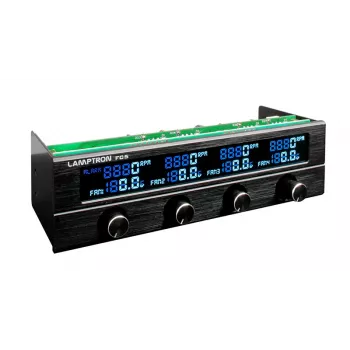 5.25-inch Fan Controller Lamptron FC5 V2 black — multi-fan PWM/manual control, front-panel installation