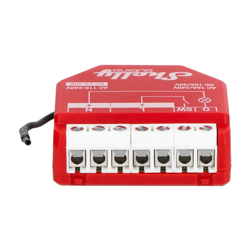 Smart switch Shelly W 1PM Plastic 16A 110–240V, Z‑Wave, 868.4 MHz, red, 42×37×16 mm