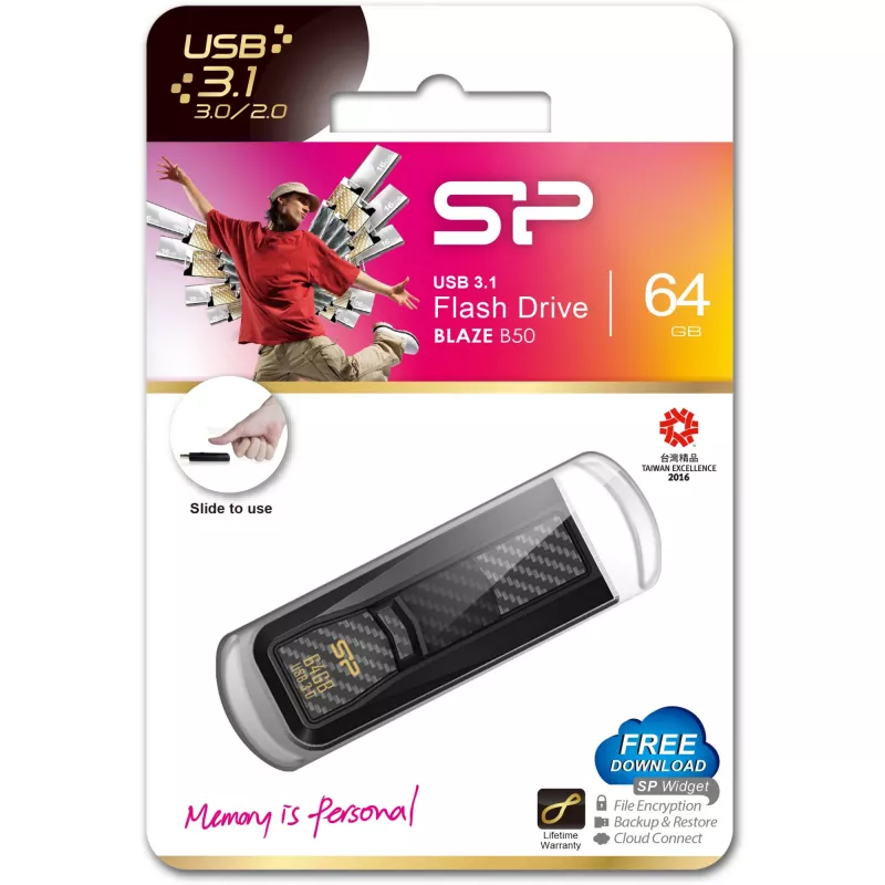USB Flash Drive Silicon Power 64GB USB Type-A 3.2 Gen 1 Blaze B50