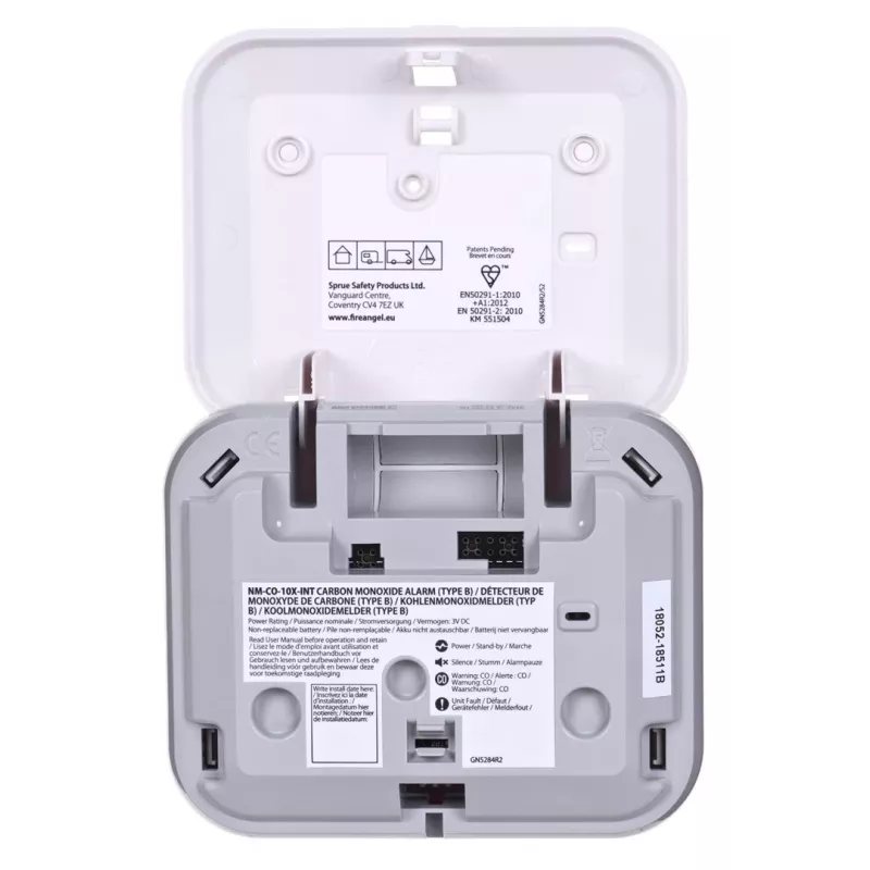 Carbon Monoxide Detector FireAngel NM-CO10X Interface Model with Wired Interface for Home Safety