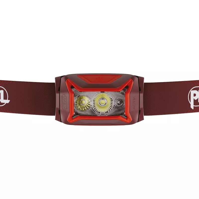Headband flashlight Petzl Actik Core — LED, 100 lm, built-in 1250 mAh USB rechargeable battery, IPX4, red