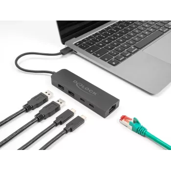 USB Hub DeLOCK 10 Gbps with 2.5 Gigabit LAN and PD 85 Watt