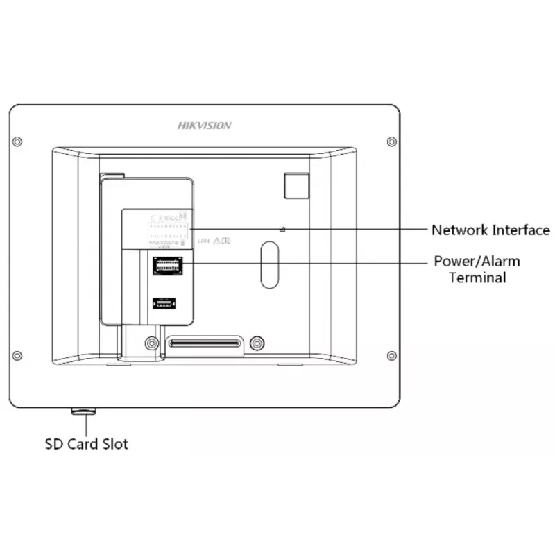 Video intercom Hikvision DS-KH8350-TE1 7 inch IPS touchscreen, PoE, SIP, MicroSD slot, 1024×600, Aluminium housing, Black