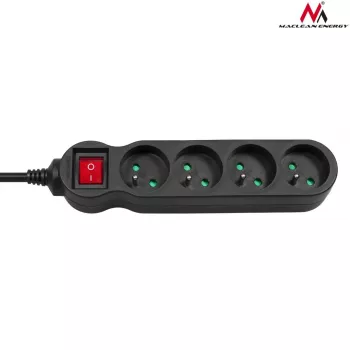 Maclean MCE180 power strip 1,4 M 4 indoor AC outlets Black
